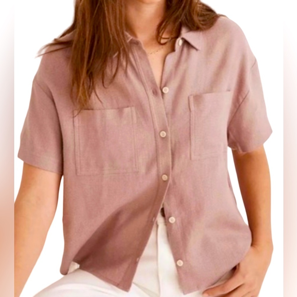 Madewell | Breezewoven Beachside Linen Top in Mauve | Size M